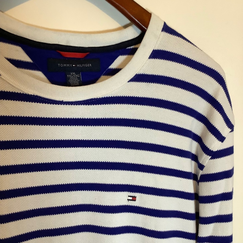 Tommy Hilfiger Mens Long Sleeve Striped Crewneck Pullover‎ Golf Shirt Size XXL